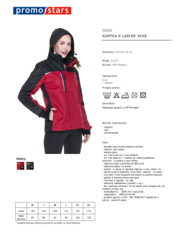 Women`s jacket ladies` hike dark red/black Promostars