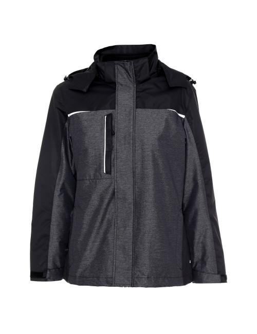 Promostars Women`s JACKET LADIES` HIKE DARK GRAY MELANGE/BLACK Embroidery