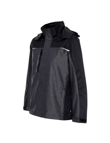 Promostars LADIES` HIKE Damen JACKE DUNKELGRAU MELANGE/SCHWARZ Stickerei