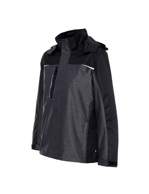 Promostars LADIES` HIKE Damen JACKE DUNKELGRAU MELANGE/SCHWARZ Stickerei