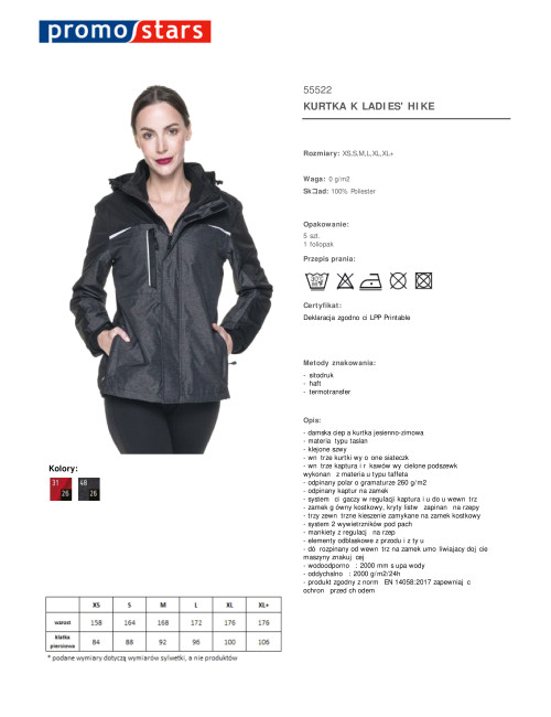 Promostars Women`s JACKET LADIES` HIKE DARK GRAY MELANGE/BLACK Embroidery