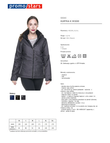 Promostars Women`s JACKET WOOD DARK GRAY MELANGE screen print logo