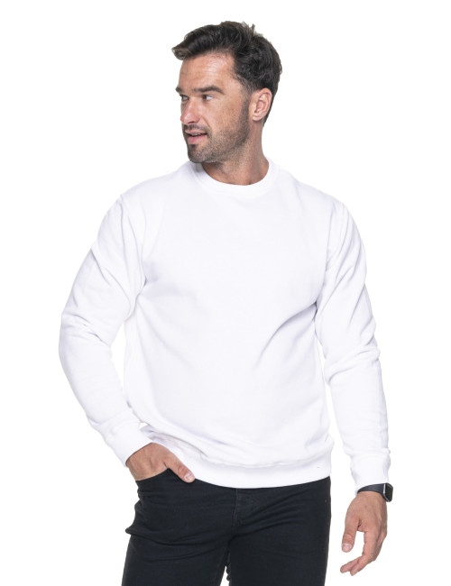 Promostars Herren SWEATSHIRT WEEKEND WHITE Stickerei Siebdruck Logo DTG-Druck