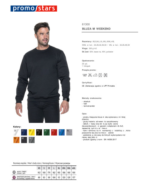 Promostars Herren SWEATSHIRT WEEKEND BLACK Stickerei, Siebdruck, Logodruck