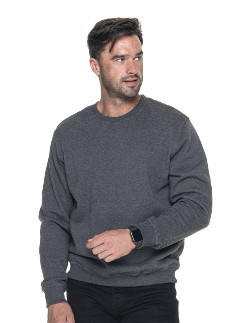 Promostars WEEKEND SWEATSHIRT für Herren, DUNKELGRAU MELANGE, Stickerei, Logodruck