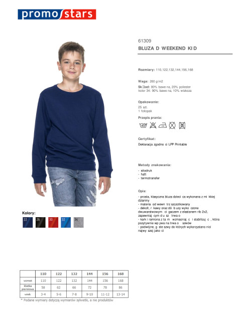 Promostars Damen SWEATSHIRT WEEKEND KID NAVY BLUE mit Siebdruckstickerei