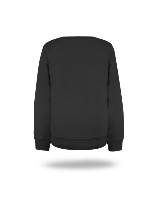 Promostars Damen-SWEATSHIRT WEEKEND KID BLACK mit Stickerei und Siebdruck-Logo