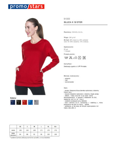 Women`s sweatshirt sister red Promostars