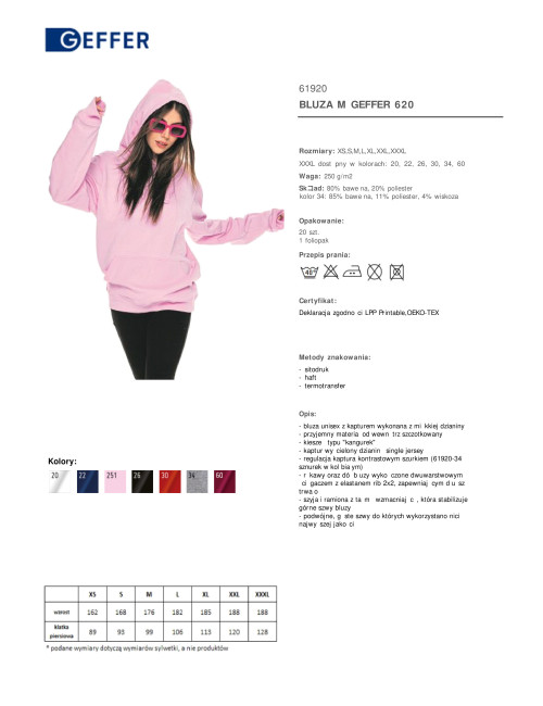 Men`s sweatshirt 620 candy pink Geffer