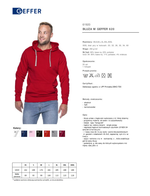 GEFFER SWEATSHIRT Men 620 RED DTG print silkscreen logo embroidery