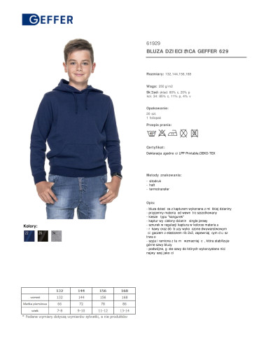 Geffer Children`s sweatshirt 629 NAVY with a logo for companies, embroidery, print