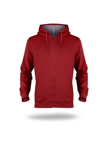 Promostars Men`s SWEATSHIRT WAFFLE DARK RED Embroidery silkscreen logo