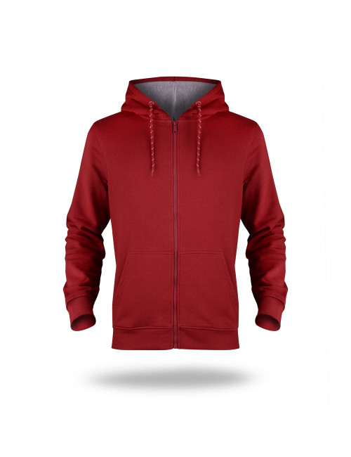 Promostars Men`s SWEATSHIRT WAFFLE DARK RED Embroidery silkscreen logo