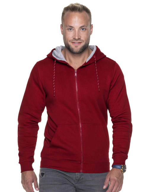 Promostars Men`s SWEATSHIRT WAFFLE DARK RED Embroidery silkscreen logo