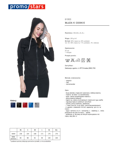 Promostars Damen-SWEATSHIRT COOKIE BLACK mit Siebdruck-Logo-Aufdruck