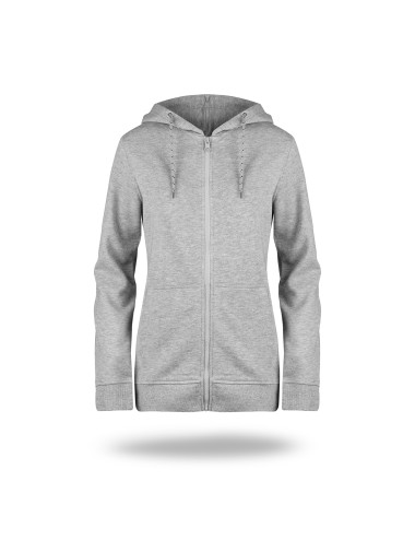 Promostars Damen SWEATSHIRT COOKIE HELLGRAU MELANGE mit Stickdruck