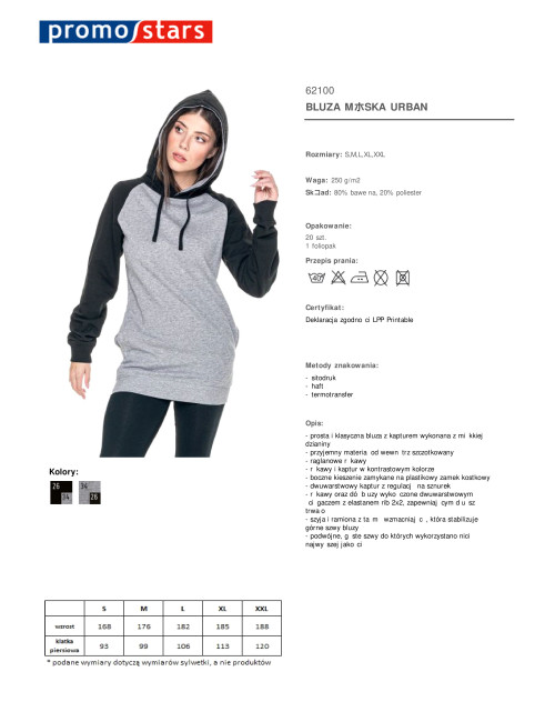 Promostars HERREN-SWEATSHIRT URBAN LIGHT GREY MELANGE/BLACK Stickerei DTF-Druck