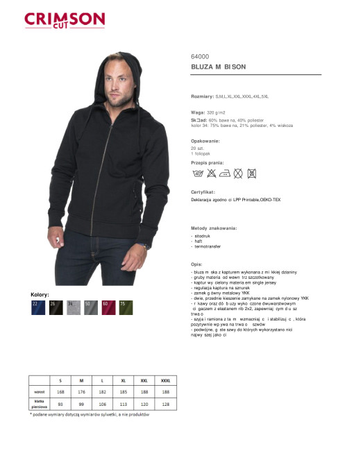 CRIMSON CUT BLUZA Męska BISON CZARNY haft nadruk logo sitodruk