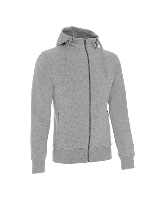 CRIMSON CUT HERREN-SWEATSHIRT BISON HELLGRAU MELANGE, gesticktes Siebdruck-Logo