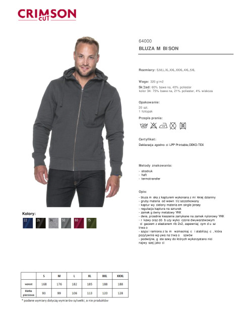 Crimson cut Men`s BISON GRAY SWEATSHIRT with your own logo print