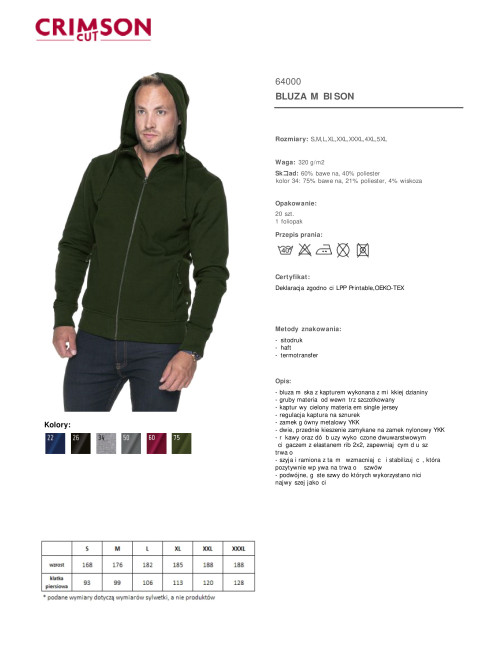 CRIMSON CUT HERREN-SWEATSHIRT BISON FOREST GREEN, Stickerei, Siebdruck, Logo-Druck