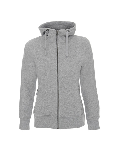 CRIMSON CUT Damen-SWEATSHIRT LADIES` BISON HELLGRAU MELANGE mit Aufdruck und Stickerei