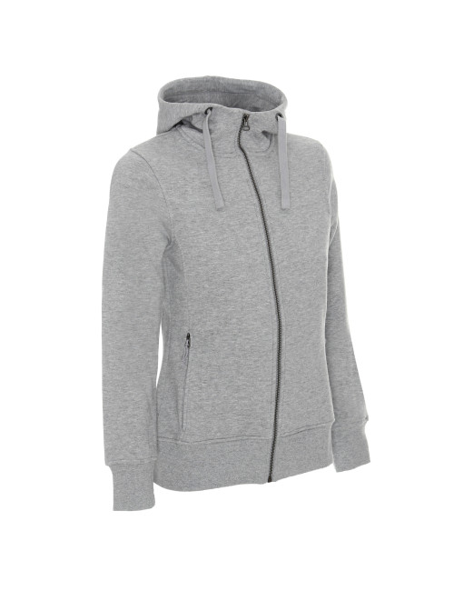 CRIMSON CUT Damen-SWEATSHIRT LADIES` BISON HELLGRAU MELANGE mit Aufdruck und Stickerei