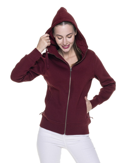 CRIMSON CUT Damen-SWEATSHIRT LADIES` BISON RED WINE mit aufgesticktem Logo