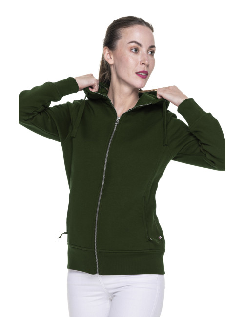 CRIMSON CUT SWEATSHIRT Women`s LADIES` BISON FOREST GREEN logo embroidery print