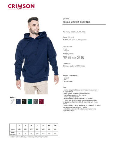 Men`s buffalo sweatshirt, light navy blue Crimson CUT