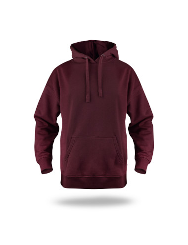 Karminrot geschnittenes HERREN-SWEATSHIRT BUFFALO RED WINE mit eigener Stickerei