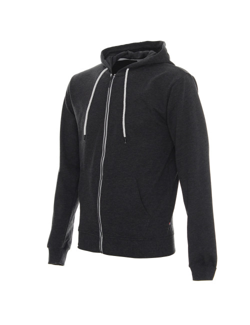 Promostars BLUZA Męska HOODY CIEMNY SZARY MELANŻ haft sitodruk logo