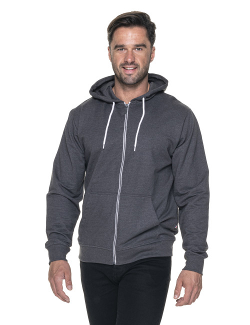 Promostars BLUZA Męska HOODY CIEMNY SZARY MELANŻ haft sitodruk logo