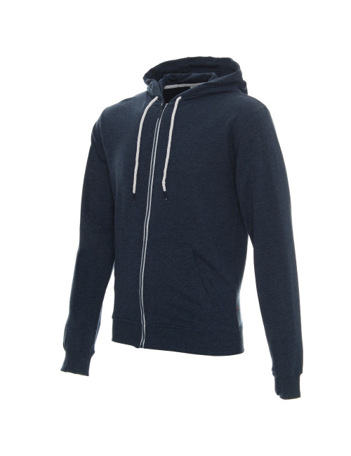 Promostars Men`s HOODY SWEATSHIRT NAVY MELANGE/WHITE with logo embroidery