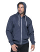 Promostars Herren SWEATSHIRT, HOODY, MARINEBLAU MELANGE/WEISS mit Logo-Stickerei