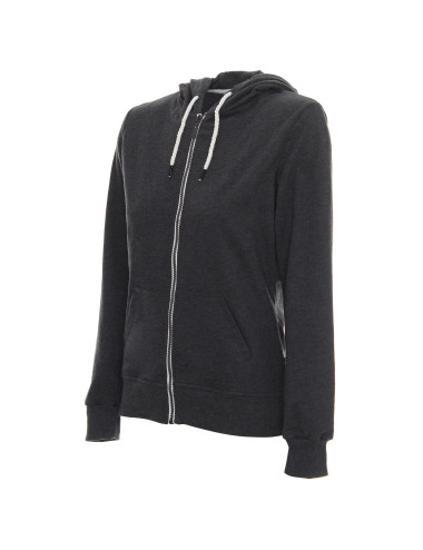 Promostars Damen SWEATSHIRT LADIES` HOODY DARK GREY MELANGE mit Logodruck
