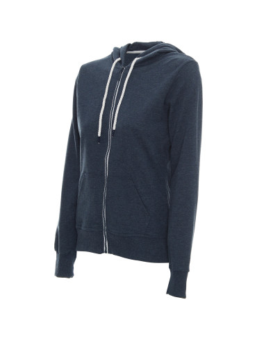 Promostars Women`s SWEATSHIRT LADIES` HOODY NAVY MELANGE/WHITE embroidered logo