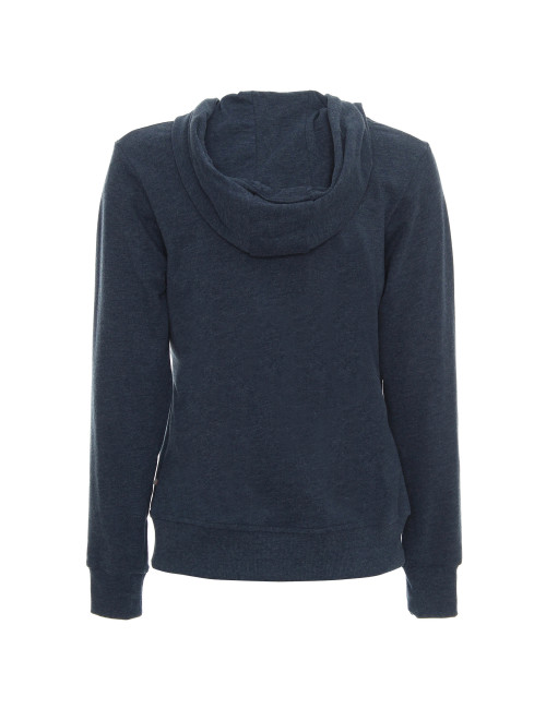 Promostars Women`s SWEATSHIRT LADIES` HOODY NAVY MELANGE/WHITE embroidered logo