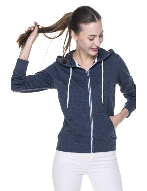 Promostars BLUZA Damska LADIES' HOODY GRANATOWY MELANŻ/BIAŁY haft logo