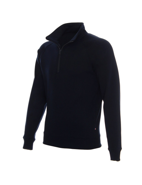 Promostars Herren-Sweatshirt mit Reißverschluss, Marineblau, Stickerei, Logo-Druck, Siebdruck