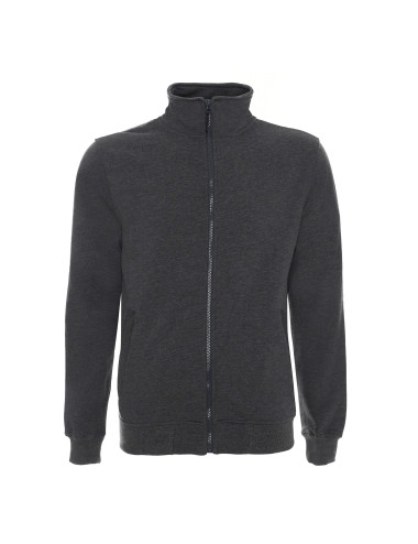 Promostars Herren SWEATSHIRT OPEN DARK GREY MELANGE Stickerei Siebdruck
