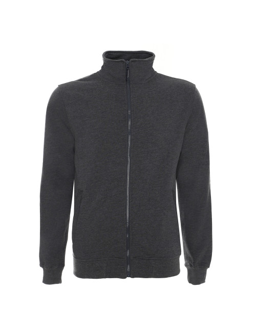 Promostars Herren SWEATSHIRT OPEN DARK GREY MELANGE Stickerei Siebdruck