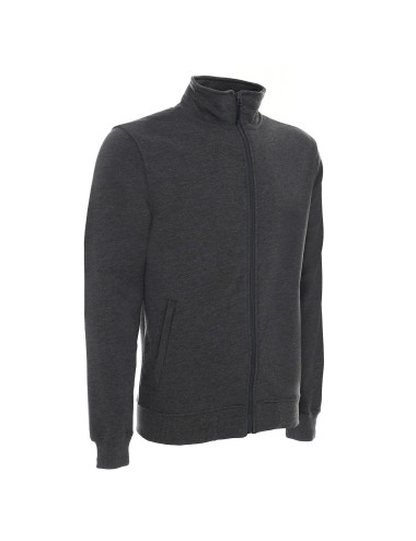 Promostars Herren SWEATSHIRT OPEN DARK GREY MELANGE Stickerei Siebdruck