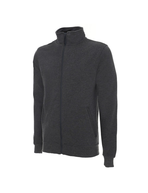 Promostars Herren SWEATSHIRT OPEN DARK GREY MELANGE Stickerei Siebdruck