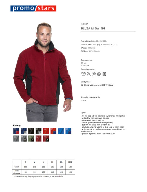 Promostars Herren-SWING-SWING-SWEATSHIRT BLAU/SCHWARZ mit aufgesticktem Siebdruck-Logo