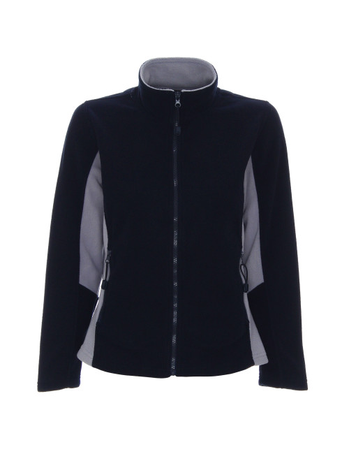 Promostars Damen SWEATSHIRT LADIES` SWING NAVY BLAU/HELLGRAU mit Logo-Stickerei