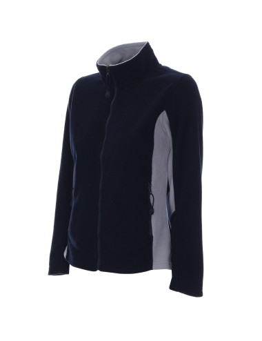 Promostars Damen SWEATSHIRT LADIES` SWING NAVY BLAU/HELLGRAU mit Logo-Stickerei