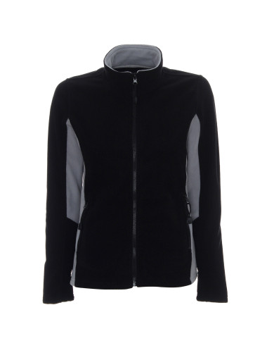 Promostars Damen SWEATSHIRT LADIES` SWING SCHWARZ/HELLGRAU mit Logodruck