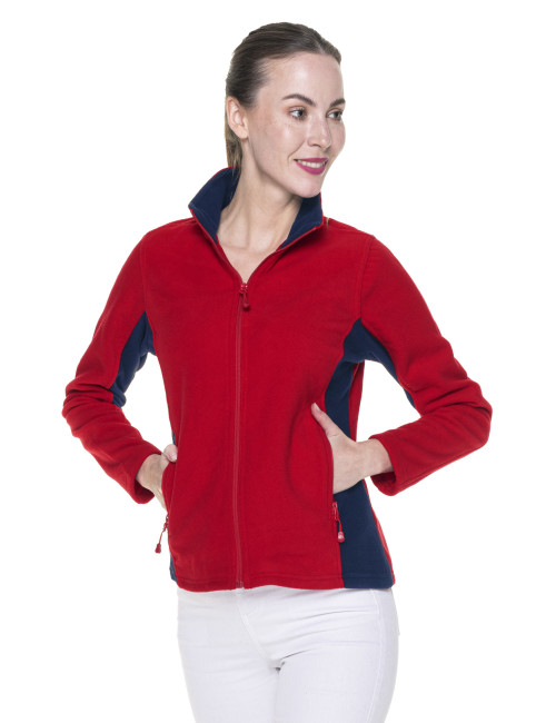 Promostars Damen SWEATSHIRT LADIES` SWING ROT/NAVY BLAU mit Aufdruck und Stickerei