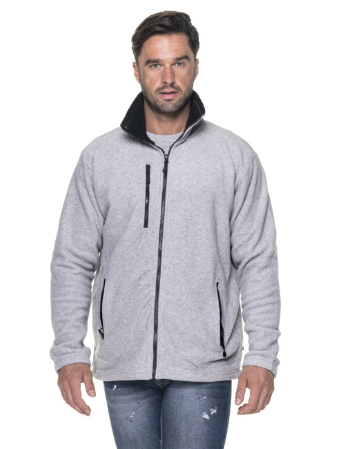 Promostars DUET SWEATSHIRT FÜR HERREN HELLGRAU MELANGE/SCHWARZ DTG-Stickerei